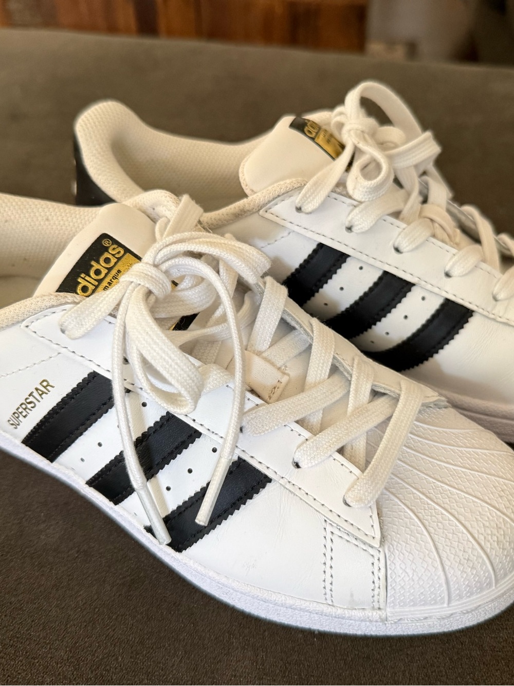 Adidas White Superstar Sneakers - Size 6.5